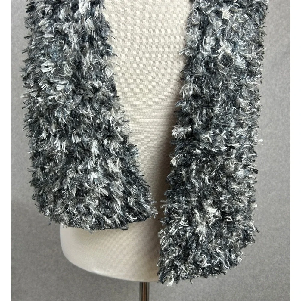 Cejon Scarf Gray Black White Shaggy Eyelash Knit Fuzzy Winter Accessory Womens